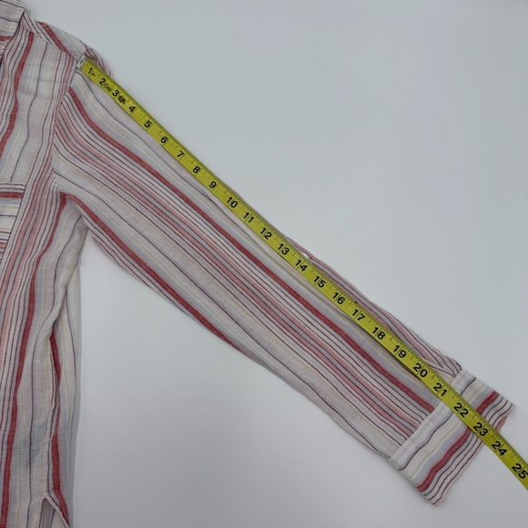 Sanctuary Women’s Cotton Linen Blend Striped Pull Over Shirt pink Cream Small - Picture 13 of 15